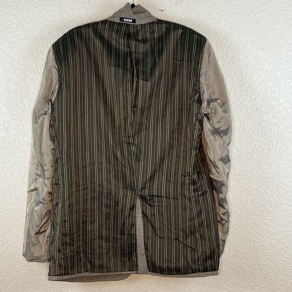 STAFFORD Mens 44L Sport Coat Classic Fit 2 Button Houndstooth Elbow Patches - Picture 10 of 10